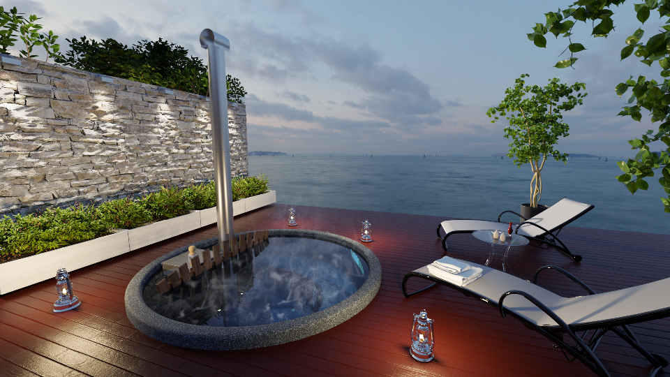 Hottub Welltub Premium 176cm | Inbouw model 25KW Interne kachel (4 pers.)