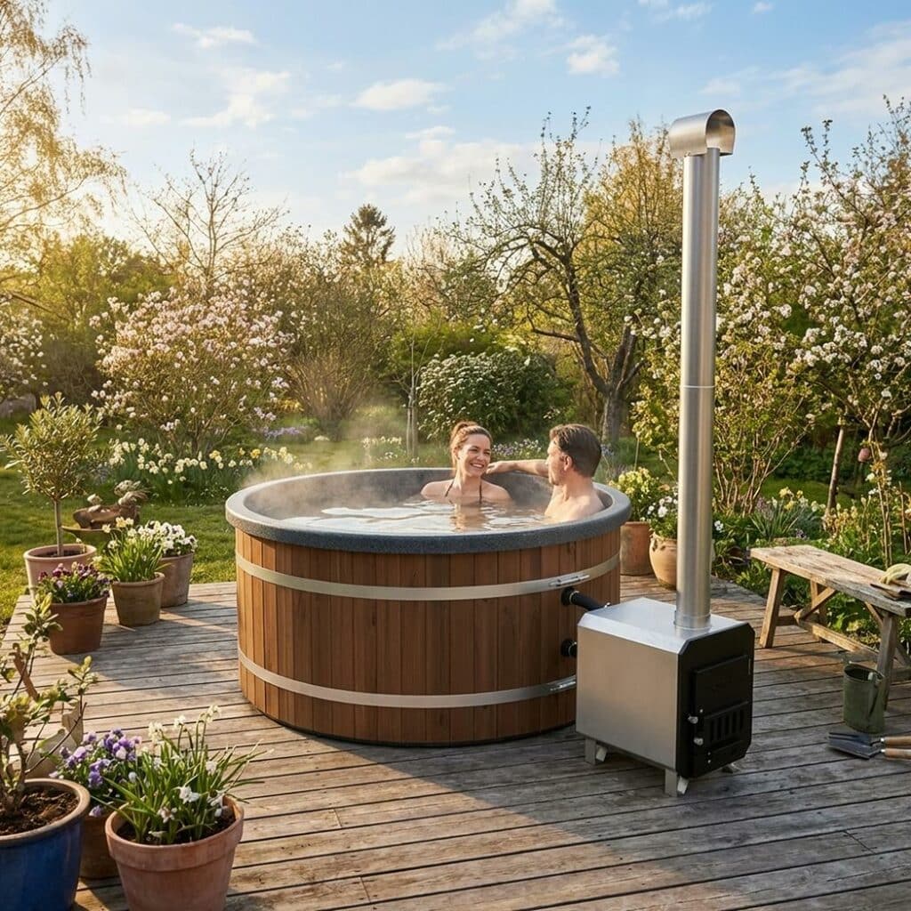Welltub Exclusive 200cm | Externe kachel 45KW